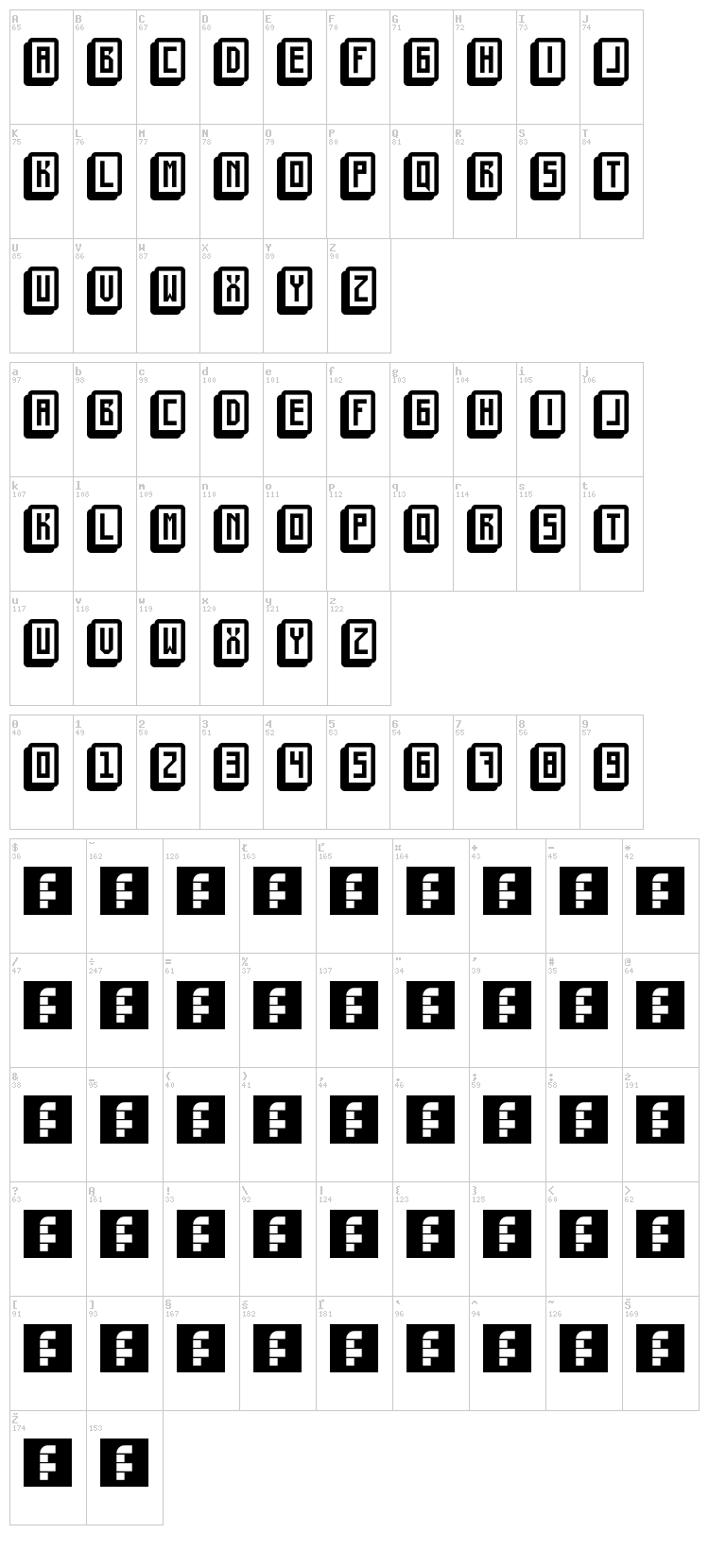 Mahjong Toy Block font map